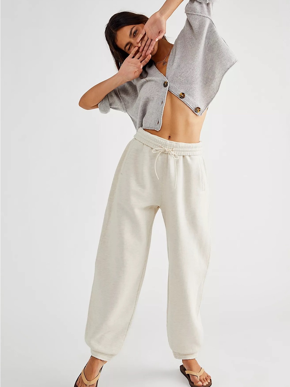 Agolde Cream Drawstring Jogger Pants